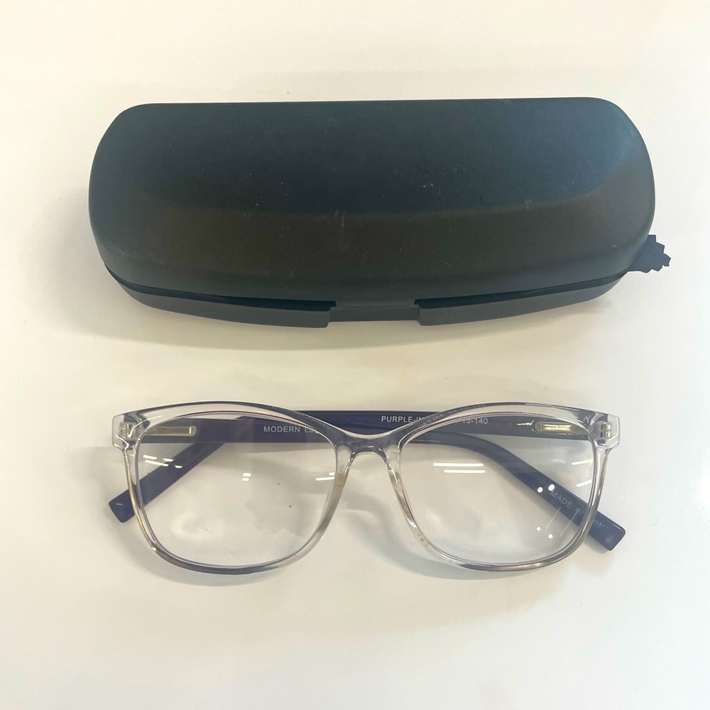 Eye wear vision frames clear and purple